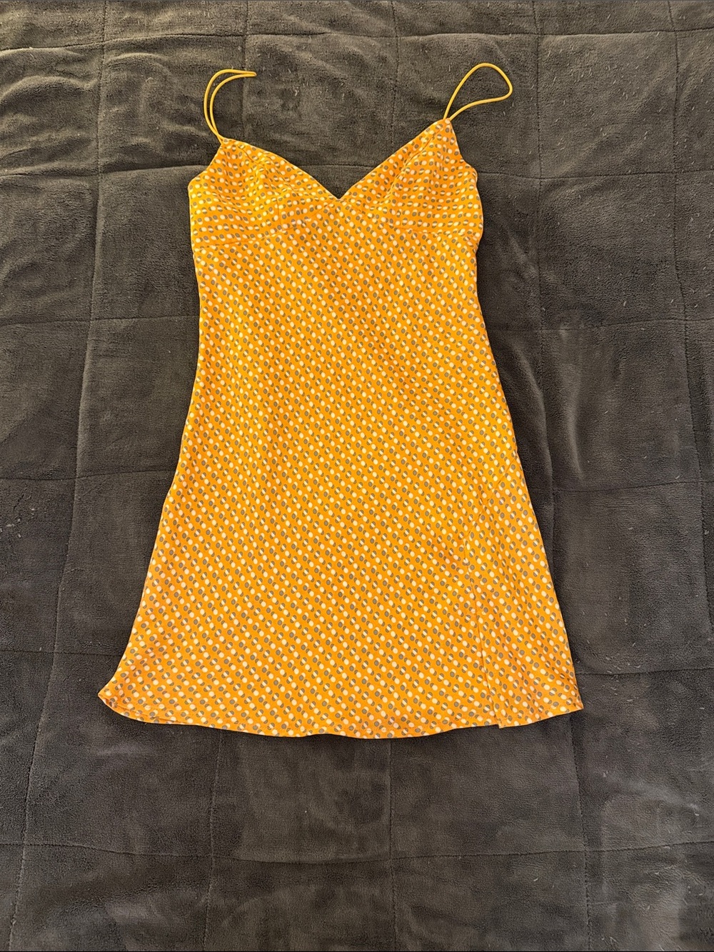 Fits XS parallel lines Sunset Yellow Spaghetti Strap Slip Dress, like new
